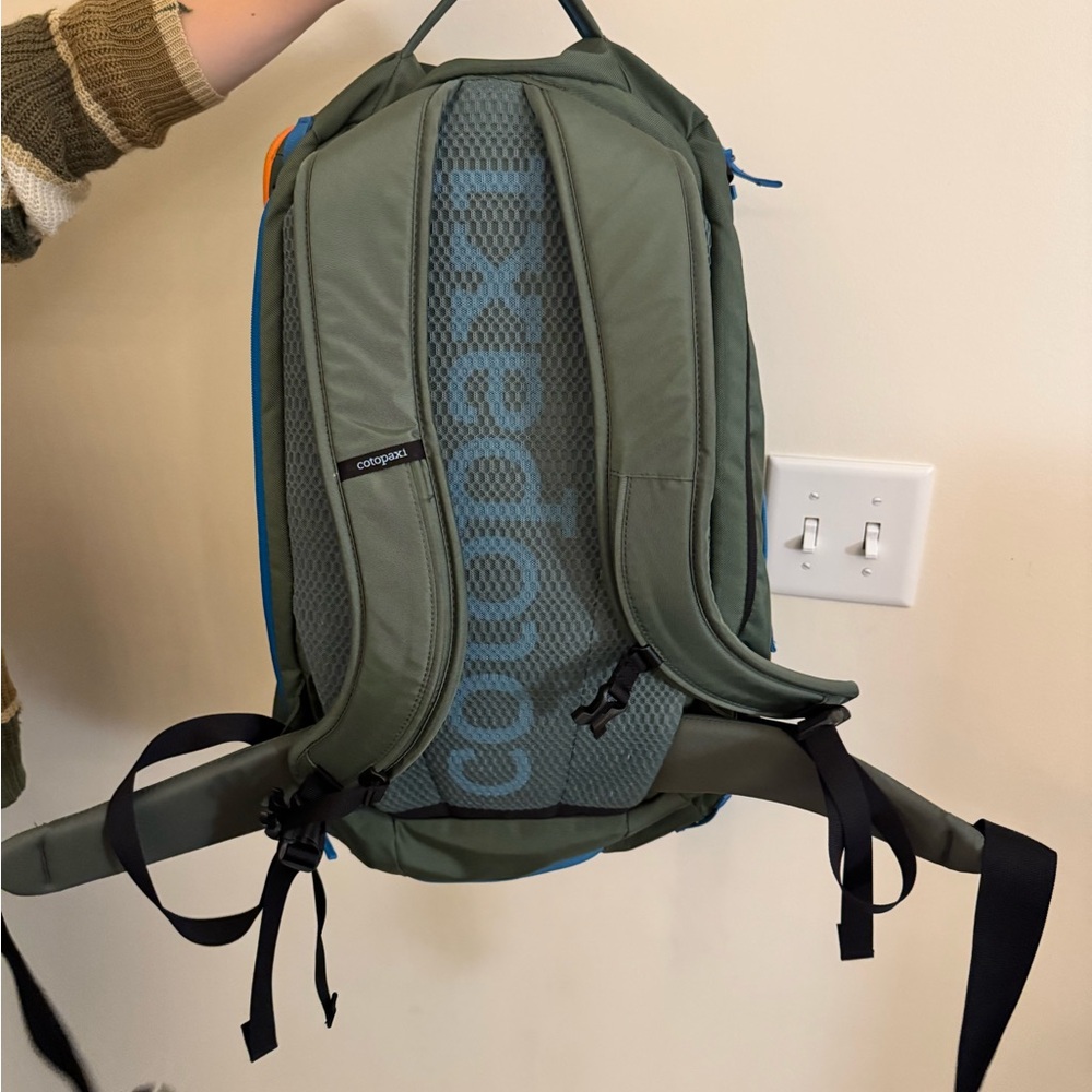 Cotopaxi Olive Backpack with Sky Blue Trim - Picture 2 of 3